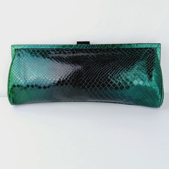 Lodis Framed Clutch Purse Green Leather Croc - Picture 4 of 7